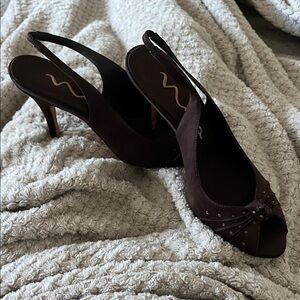 Nina Dark Brown Slingback Heels